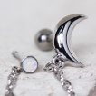 Double piercing nez et oreille lune