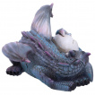 Dragon bleu endormi avec son nouveau-né (20,3cm)