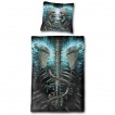 Drap housse double face (200x135cm) avec cranes  flammes bleues + 1 taie d'oreiller