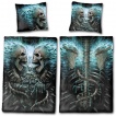 Drap housse double face (200x135cm) avec cranes  flammes bleues + 1 taie d'oreiller
