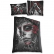 Drap housse double face (135x200cm) avec femme calavera + 2 taies d'oreiller