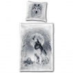 Drap housse double face (135x200cm) avec loup dans une forêt enneigée + 1 taie d'oreiller