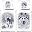 Drap housse double face (135x200cm) avec loup dans une forêt enneigée + 1 taie d'oreiller