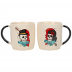 Ensemble 2 mugs couple de morts faon tattoo sur demi coeur