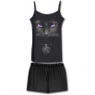 Ensemble pyjamas gothique 4 pièces à imprimé chat aux yeux violets
