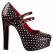 Escarpins compenss rockabilly noir et rouge  pois - Banned