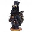 Figurine chat aventurier steampunk à chapeau (19,5cm)