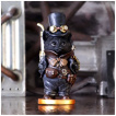 Figurine chat aventurier steampunk à chapeau (19,5cm)