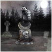 Figurine chat  motif squelettte assis sur une tombe - Martin Hanford (15cm)