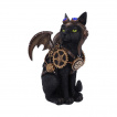 Figurine chat noir  ailes de chauve-souris steampunk (22.7cm)