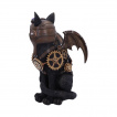 Figurine chat noir à ailes de chauve-souris steampunk (22.7cm)