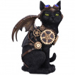 Figurine chat noir  ailes de chauve-souris steampunk (22.7cm)