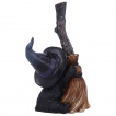 Figurine chaton noir à chapeau et balai de sorcière (11,5cm)
