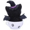 Figurine chaton sorcier dans une tasse à thé à pattes de chats (18,5cm)