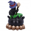 Figurine chaton sorcier et son chaudron magique - 12cm