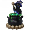 Figurine chaton sorcier et son chaudron magique - 12cm