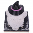 Figurine chouette  chapeau de sorcire cache derrire un grimoire (15cm)