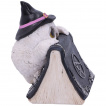 Figurine chouette  chapeau de sorcire cache derrire un grimoire (15cm)