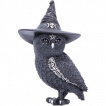 Figurine chouette noire  chapeau de sorcire (13,5 cm)