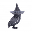 Figurine chouette noire  chapeau de sorcire (13,5 cm)