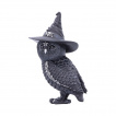 Figurine chouette noire à chapeau de sorcière (13,5 cm)