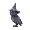 Figurine chouette noire  chapeau de sorcire (13,5 cm)