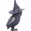 Figurine chouette noire à chapeau de sorcière (13,5 cm)