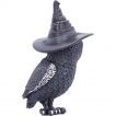 Figurine chouette noire  chapeau de sorcire (13,5 cm)