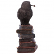 Figurine chouette sur pile de grimoires (14cm)