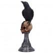 Figurine corbeau perché sur un crane à base celtique et roses (17cm)