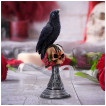 Figurine corbeau perché sur un crane à base celtique et roses (17cm)