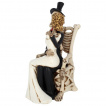 Figurine couple de squelettes maris sur une chaise en os (25cm)