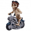 Figurine de petit squelette motard sur moto custom (12,5cm)