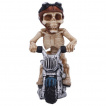 Figurine de petit squelette motard sur moto custom (12,5cm)