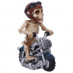 Figurine de petit squelette motard sur moto custom (12,5cm)