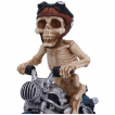 Figurine de petit squelette motard sur moto custom (12,5cm)