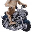 Figurine de petit squelette motard sur moto custom (12,5cm)