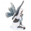 Grande figurine fe de l'hiver agenouille et pensante (30 cm)