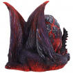 Figurine Dragon de feu rouge et anthracite berant son oeuf (10,5cm)