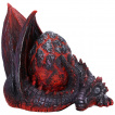 Figurine Dragon de feu rouge et anthracite berant son oeuf (10,5cm)