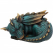 Figurine Dragon somnolent bleu et dor (22.8cm)