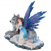 Figurine fe de la glace endormie et son loup (34 cm)