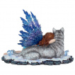 Figurine fe de la glace endormie et son loup (34 cm)