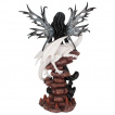 Figurine fée des ténèbres avec son jeune dragon blanc (57 cm)