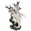 Figurine fe Mlusine et son dragon blanc (48 cm)