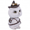 Figurine Hibou blanc steampunk  chapeau - 16cm