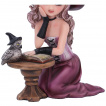 Figurine jolie sorcire pourpre Agatha lisant un grimoire avec son hibou (15cm)
