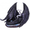 Figurine majestueuse mre dragonne noire et son adorable bb dragon (18cm)