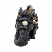 Figurine motard squelette sur moto custom noire (18cm)