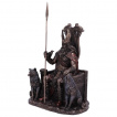 Figurine Odin sur son trône avec ses loups Gueri et Freki et de son corbeau (22 cm)